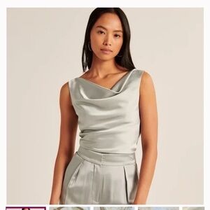 NWOT Abercrombie & Fitch Sage Green Satin Top